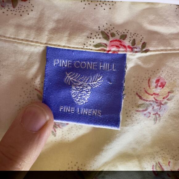 Pine Cone Hill Fine Linens 2-Piece Yellow Floral Pajama Set Button Down Top L - Picture 4 of 8